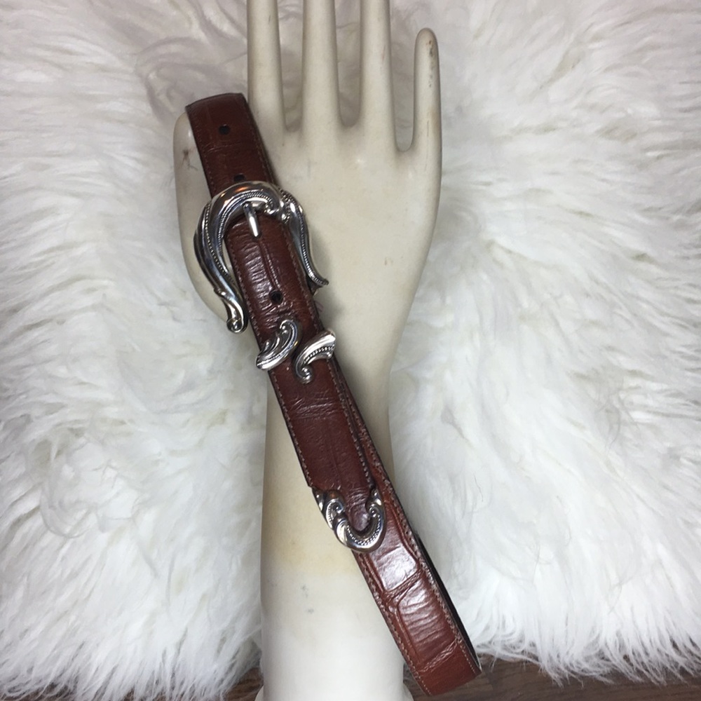 Brighton Brown and Silver Croc Belt